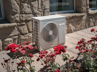 An air source heat pump works